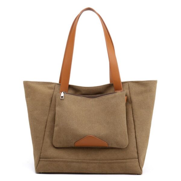 Women's Large Cotton Canvas Grocery Shopping Tote Bag - Image 2