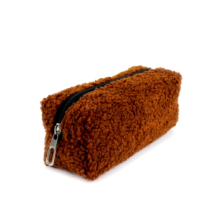 Teddy Travel Cosmetic Pen Bag Cute Soft Sherpa Material Large Capacity Zipper Case Custom Fashionable Portable
