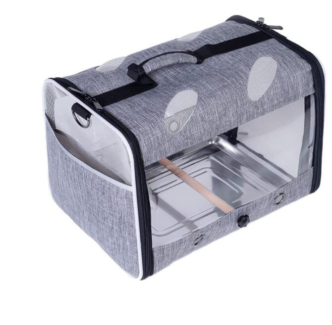 Portable Pet Bird Carrier Tote Bag Transparent Breathable Window Net Mesh Canvas Polyester Lining Zipper Parrot Travel Cage - Image 2