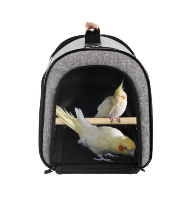 Portable Pet Bird Carrier Tote Bag Transparent Breathable Window Net Mesh Canvas Polyester Lining Zipper Parrot Travel Cage - Image 5