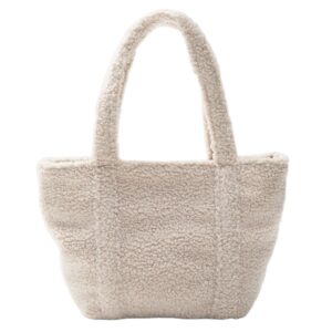 Teddy Pouch Women's Personalized Tote Bag Soft Plush Portable Polyester Lining Summer Winter Spring