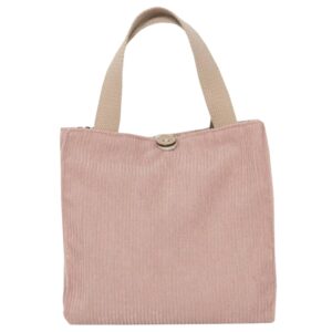 Corduroy Picnic Tote Bag Eco Cotton Cloth Small Handbag Zipper Closure Folding Ladies' Style Letter Vegetables Food Storage