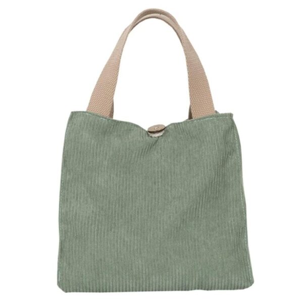 Corduroy Picnic Tote Bag Eco Cotton Cloth Small Handbag Zipper Closure Folding Ladies' Style Letter Vegetables Food Storage - 画像 5