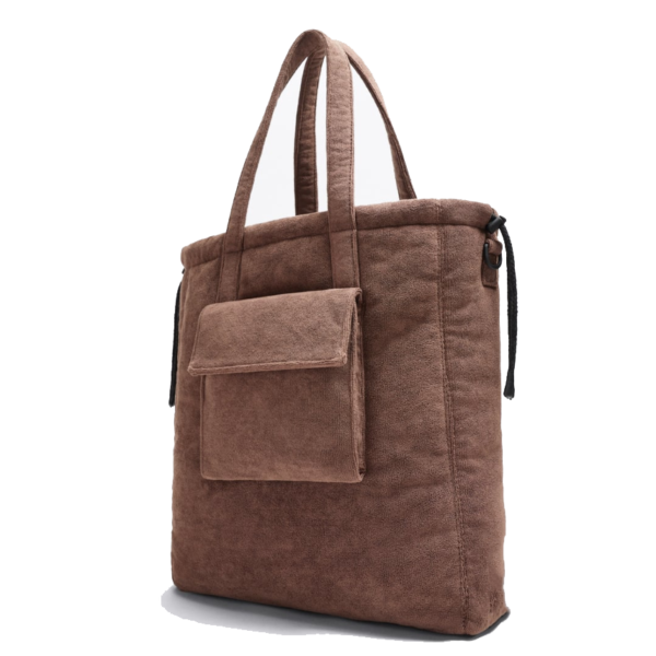 Large Capacity New Terry Cloth Tote Beach Bag for Women Recycled Cotton Lining Zipper Closure Summer Handbag for Shopping - Image 2