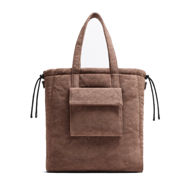 Large Capacity New Terry Cloth Tote Beach Bag for Women Recycled Cotton Lining Zipper Closure Summer Handbag for Shopping - Image 4