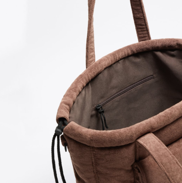 Large Capacity New Terry Cloth Tote Beach Bag for Women Recycled Cotton Lining Zipper Closure Summer Handbag for Shopping - Image 5