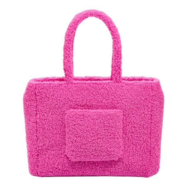 Custom Large TEDDY Shoulder Tote Bag Fashionable Sherpa Polyester With Zipper Pocket Soft Handbag for Groceries Custom Logo - Image 2