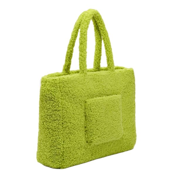 Custom Large TEDDY Shoulder Tote Bag Fashionable Sherpa Polyester With Zipper Pocket Soft Handbag for Groceries Custom Logo - Image 3