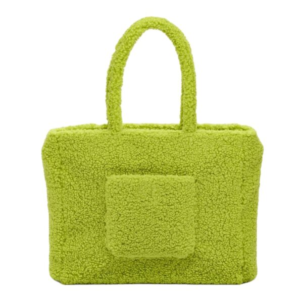 Custom Large TEDDY Shoulder Tote Bag Fashionable Sherpa Polyester With Zipper Pocket Soft Handbag for Groceries Custom Logo - Image 4