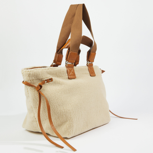 Teddy Fur Material Travel Tote Bag New Design Large Capacity Winter Fashion Weekender Customizable Logo - 画像 2