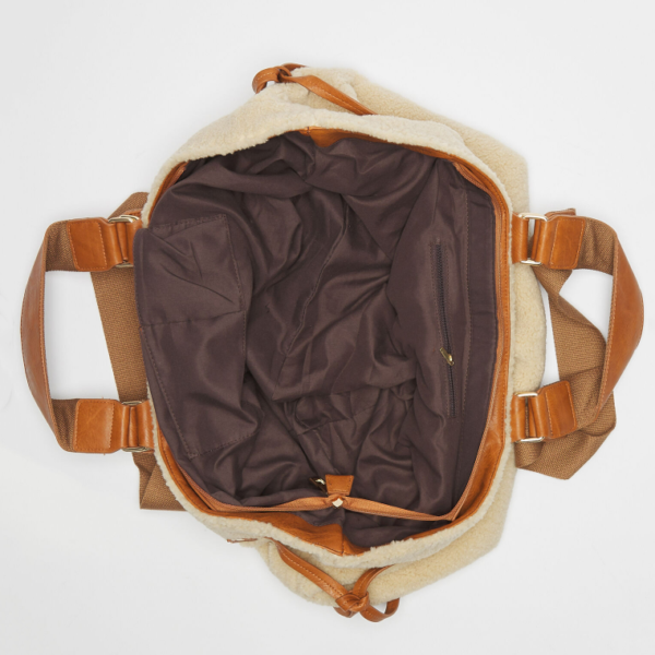 Teddy Fur Material Travel Tote Bag New Design Large Capacity Winter Fashion Weekender Customizable Logo - 画像 5