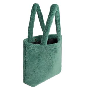 Large Personalized Teddy Sherpa Tote Bag Eco-Friendly Grocery Everything Bag Custom Logo Cotton Polyester Lining Two Travel