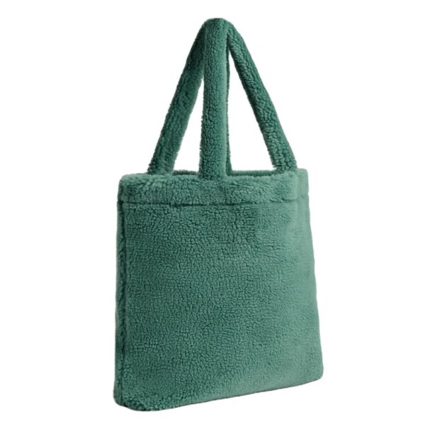 Large Personalized Teddy Sherpa Tote Bag Eco-Friendly Grocery Everything Bag Custom Logo Cotton Polyester Lining Two Travel - 画像 2
