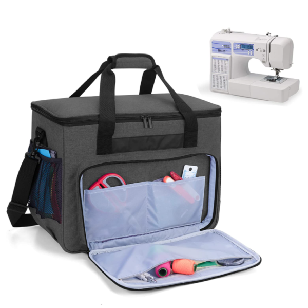 Customizable Large Capacity Family Sewing Machine Tote Storage Bag Unisex Portable with Open Cover Closure Multi-Pockets Travel - 画像 2