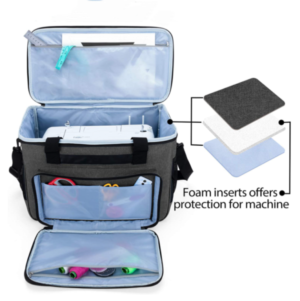 Customizable Large Capacity Family Sewing Machine Tote Storage Bag Unisex Portable with Open Cover Closure Multi-Pockets Travel - 画像 3