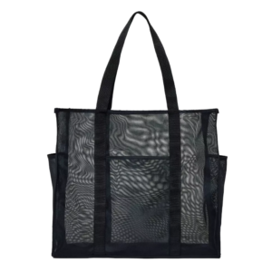 Fashionable Transparent Mesh Tote Beach Bag with Large Capacity PVC & Nylon Lining Zipper Closure Customizable Logo Pattern