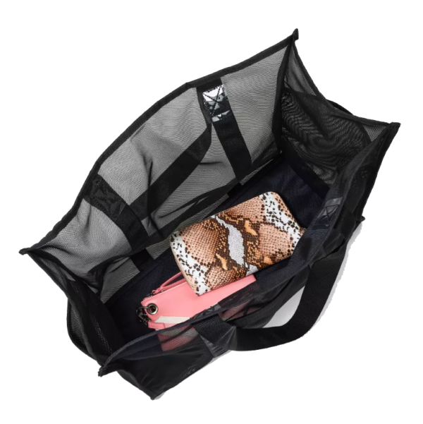 Fashionable Transparent Mesh Tote Beach Bag with Large Capacity PVC & Nylon Lining Zipper Closure Customizable Logo Pattern - 画像 3