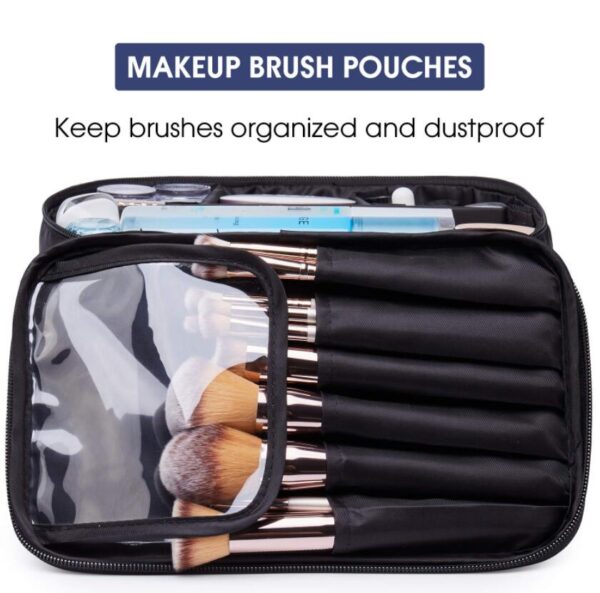 Makeup Brush Set Box Packaging for Travel Fashion PU Leather Zipper Pouch Custom Logo -Cosmetic Bag - Bild 5