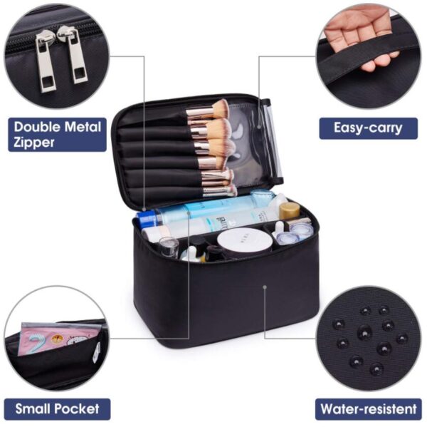 Makeup Brush Set Box Packaging for Travel Fashion PU Leather Zipper Pouch Custom Logo -Cosmetic Bag - Bild 6