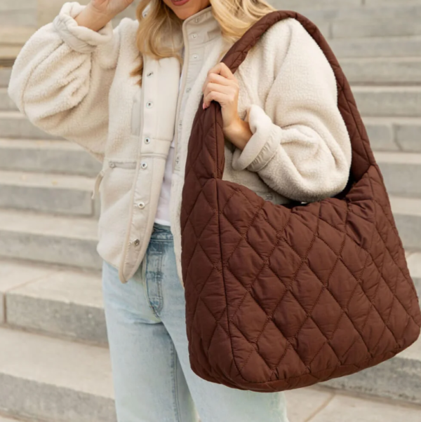 Women's New Nylon Fashion Puffer Tote Bag Fluffy Lightweight Quilted Crossbody Shoulder Bag Custom Printing Pattern Portable - 画像 6