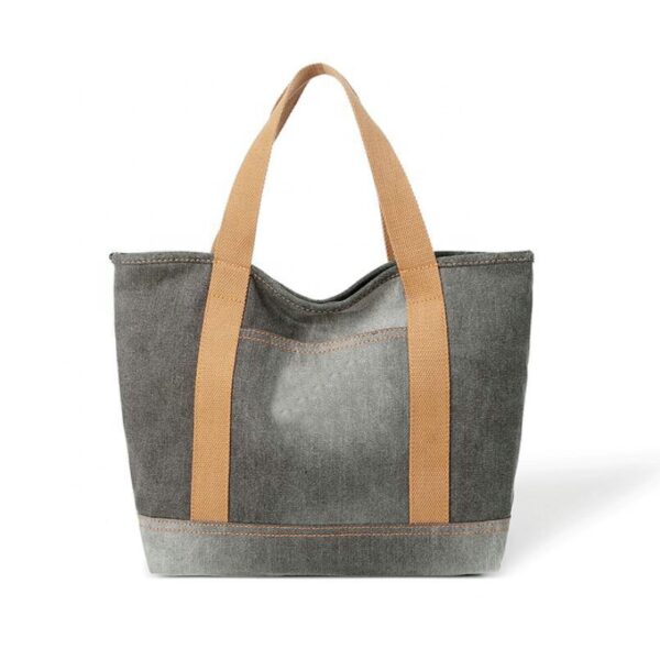 Custom Pattern Denim Tote Handbag Large Capacity Canvas Shoulder Bag Letter Decoration Cotton Handle Medium Size-for Shopping - 画像 4