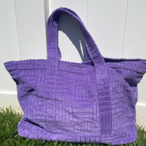 Customizable Large Personalized Initial Terry Beach Tote Bag for Women Monogrammed Shopping with Open Closure and Cotton Lining