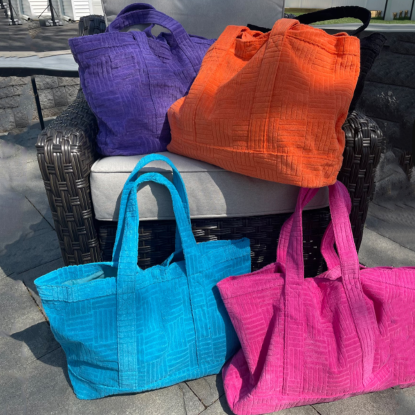 Customizable Large Personalized Initial Terry Beach Tote Bag for Women Monogrammed Shopping with Open Closure and Cotton Lining - Image 6