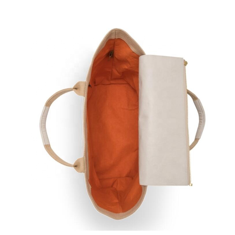 Reusable Unisex Grocery Shopping Bags Waterproof Washable Kraft Paper Tote Bag With Fabric Lining Handbags for All Ages - Imagen 3