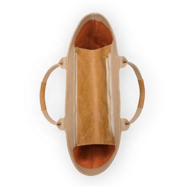 Reusable Unisex Grocery Shopping Bags Waterproof Washable Kraft Paper Tote Bag With Fabric Lining Handbags for All Ages - Imagen 5