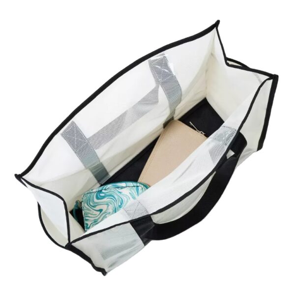 Women's Large Custom Portable Insulated Tote Bag for Summer Beach Picnics Mesh With Cotton & Nylon Lining Zipper Closure - 画像 2