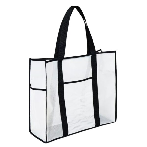 Women's Large Custom Portable Insulated Tote Bag for Summer Beach Picnics Mesh With Cotton & Nylon Lining Zipper Closure - 画像 3