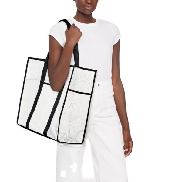 Women's Large Custom Portable Insulated Tote Bag for Summer Beach Picnics Mesh With Cotton & Nylon Lining Zipper Closure - 画像 6