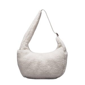 Teddy Moon Hobo Shape Sling Tote Bag Aesthetic Crossbody Shoulder Bum Pouch With Custom Logo Fur Material Two Straps