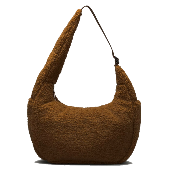 Teddy Moon Hobo Shape Sling Tote Bag Aesthetic Crossbody Shoulder Bum Pouch With Custom Logo Fur Material Two Straps - Image 2