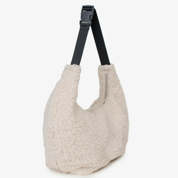 Teddy Moon Hobo Shape Sling Tote Bag Aesthetic Crossbody Shoulder Bum Pouch With Custom Logo Fur Material Two Straps - Image 5