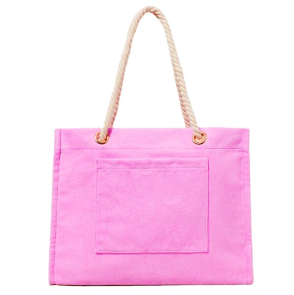 Large Capacity Portable Tote Handbag Eco-Friendly Towelling Soft Fabric Cotton Polyester Lining Custom Logo Letter Decoration