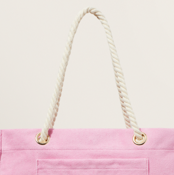 Large Capacity Portable Tote Handbag Eco-Friendly Towelling Soft Fabric Cotton Polyester Lining Custom Logo Letter Decoration - 영상 4