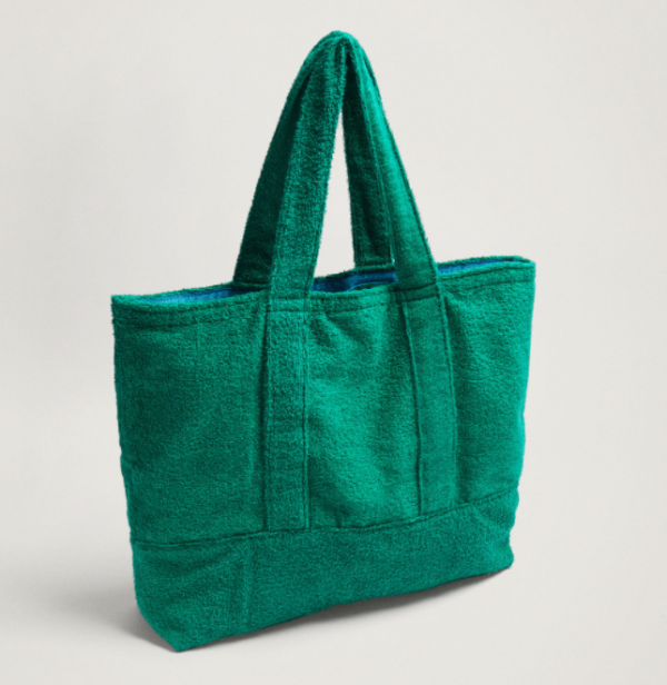 Large Capacity Portable Tote Handbag Eco-Friendly Towelling Soft Fabric Cotton Polyester Lining Custom Logo Letter Decoration - 영상 5