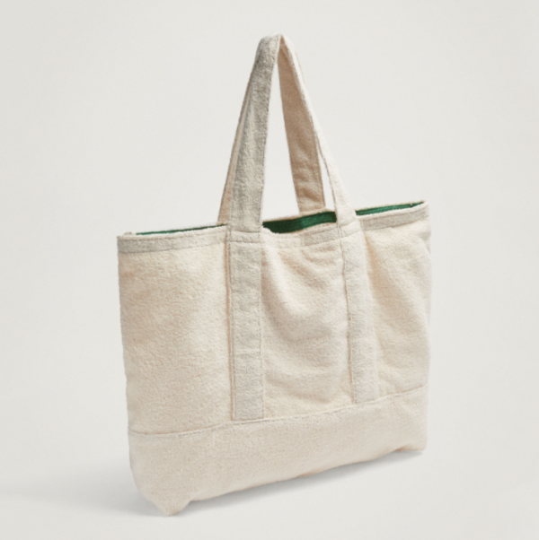 Large Capacity Portable Tote Handbag Eco-Friendly Towelling Soft Fabric Cotton Polyester Lining Custom Logo Letter Decoration - 영상 6