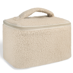 Custom Logo Large Capacity Velvet Teddy Cosmetic Organizer Bag with Zipper Portable Lady Makeup Case for Travel