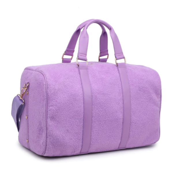 Custom Polyester Women's Terry Cloth Handbag Fashionable Portable Yoga Luggage Duffle Shoulder Bag for Travel Kids' Suitable