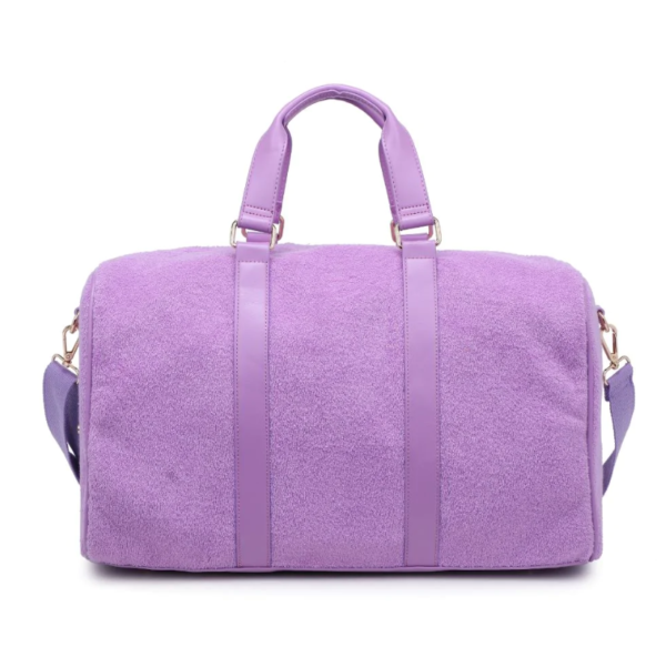 Custom Polyester Women's Terry Cloth Handbag Fashionable Portable Yoga Luggage Duffle Shoulder Bag for Travel Kids' Suitable - 画像 2
