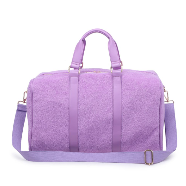 Custom Polyester Women's Terry Cloth Handbag Fashionable Portable Yoga Luggage Duffle Shoulder Bag for Travel Kids' Suitable - 画像 3