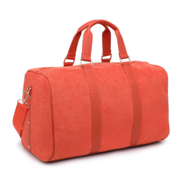 Custom Polyester Women's Terry Cloth Handbag Fashionable Portable Yoga Luggage Duffle Shoulder Bag for Travel Kids' Suitable - 画像 5