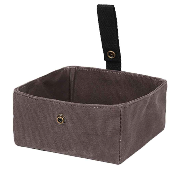 Pet Dog Folding Dog Bowl Bag Waxed Canvas Outdoors Dog Bowl