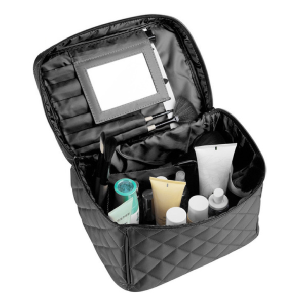 Quilted Soft Makeup Cosmetics Pouch Quilted Travel Toiletry Bag Cotton Puffy Cosmetic Bag - Bild 2
