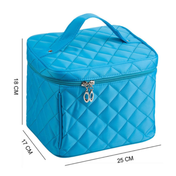 Quilted Soft Makeup Cosmetics Pouch Quilted Travel Toiletry Bag Cotton Puffy Cosmetic Bag - Bild 5