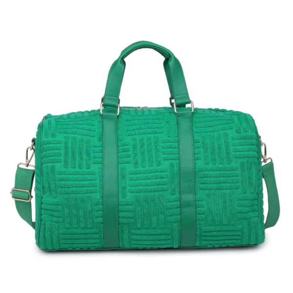 Woman Terry Weekender Tote Bag Terry Cloth Handbag Travel Bag Yoga Luggage Plush Embroidery Overnight Bags - Image 2