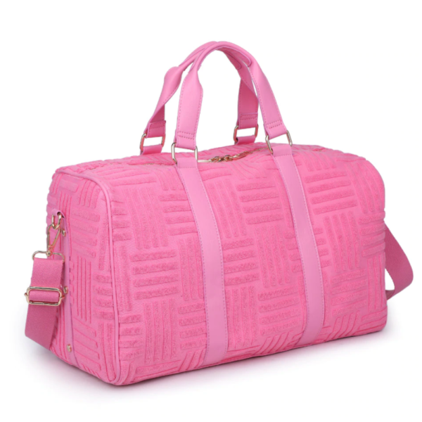 Woman Terry Weekender Tote Bag Terry Cloth Handbag Travel Bag Yoga Luggage Plush Embroidery Overnight Bags - Image 4