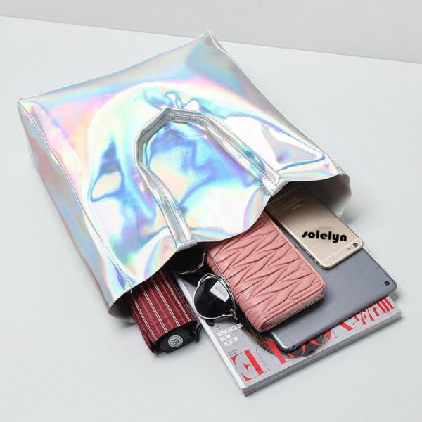 Custom logo Holographic PVC Tote Bag Transparent Laser Snack Bag - Image 4